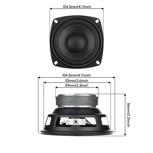Imagen 2 del producto AIYIMA, 2 uds., altavoces de 4 pulgadas y 105 MM, altavoz de rango completo de 4 Ohm y 20W, Tweeter de cine en casa DIY, amplificador de sonido de graves de rango medio