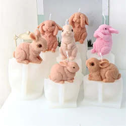 New Easter Rabbit Silicone Candle Mold DIY Bunny Gypsum Soap Mold Animal Resin Making Crafts Casting Molds Party Gift