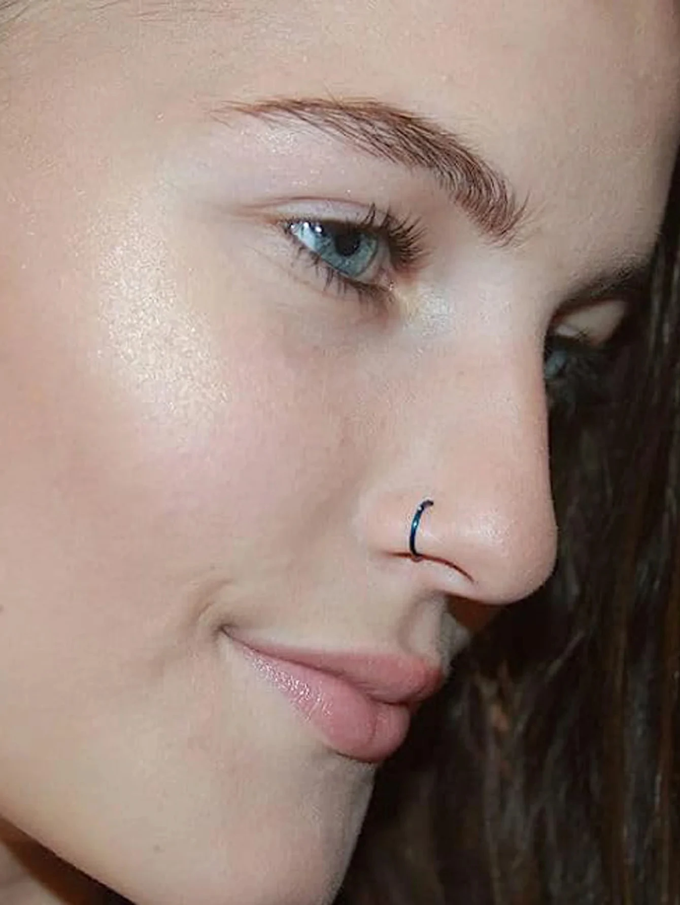 Stainless Steel Ring Nostril Body Jewelry New Curved Barbells Fake Nose Piercing D Shaped Tragus Helix Stud Earring Hoop Septum view 3