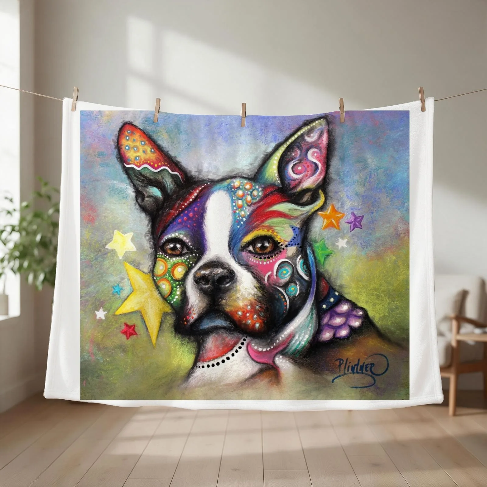 Boston Terrier Throw Blanket couch cozy soft plush fuzzy picnic outdoor blanket
