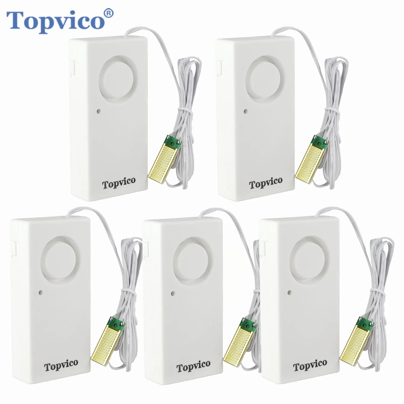 Topvico 5 uds Sensor de fugas de agua Detector alarma de fugas detección de inundaciones alerta de 120dB sistema inalámbrico de seguridad para el