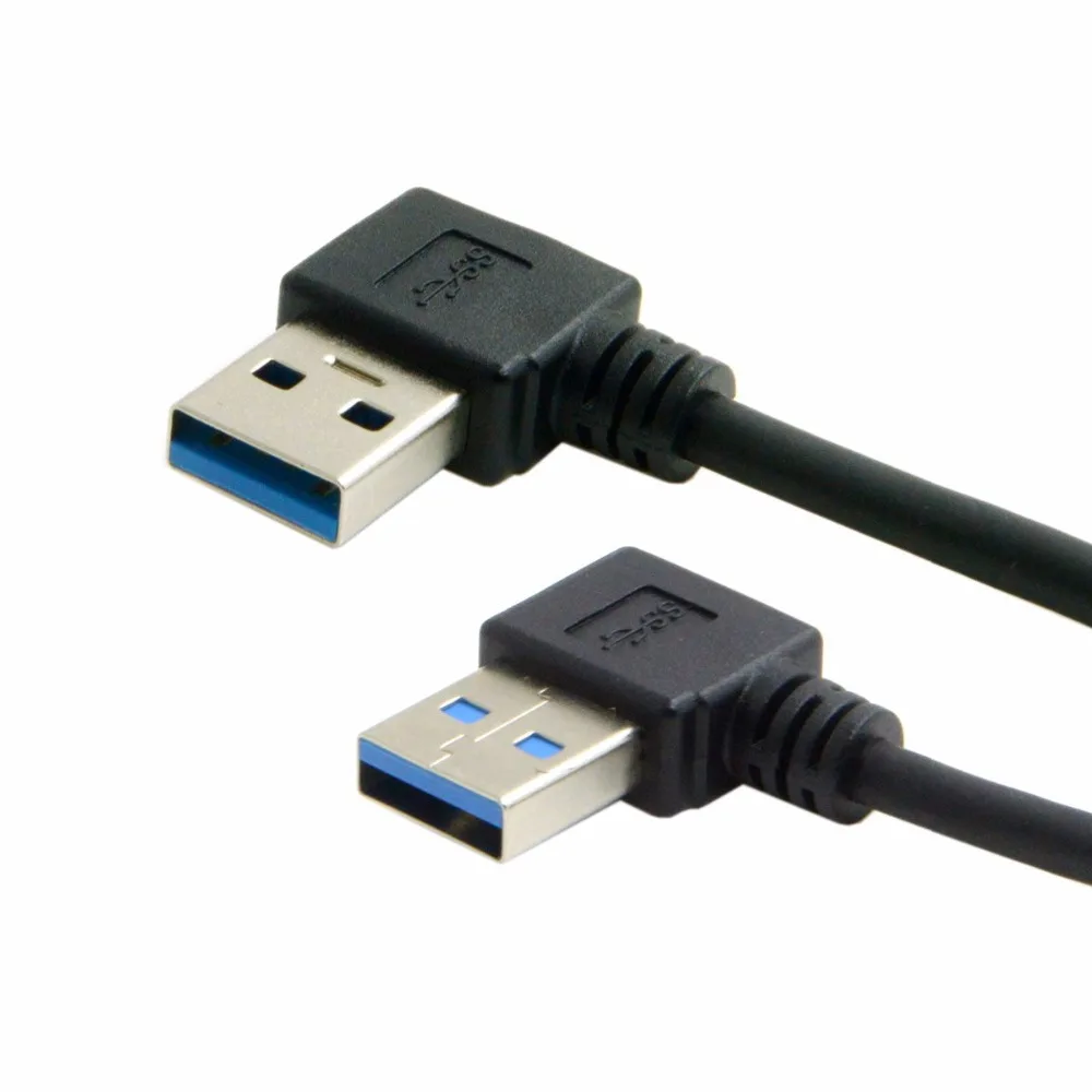 New USB 3.0 Type A Male 90 Degree Left Angled to USB 3.0 A Type Right Angled Extension Cable