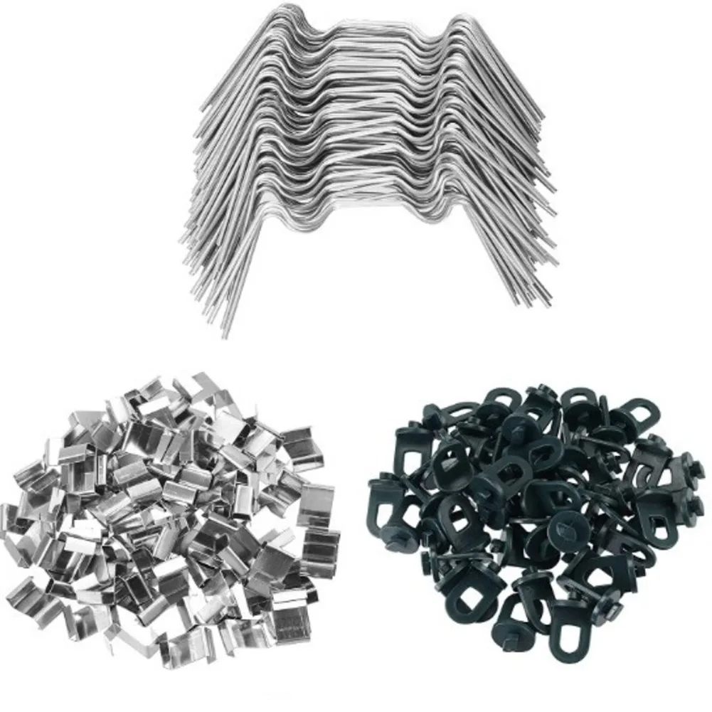 Greenhouse Window Securing Kit 150pcs Stainless Steel W Nails Z Buckles and Fixing Rings for Glass and Support