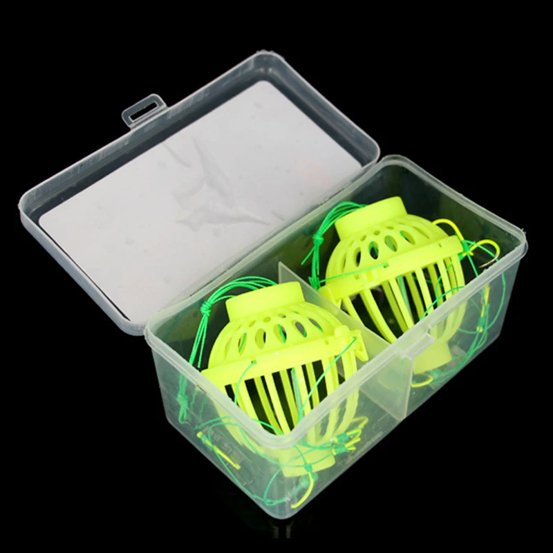 

2Pcs NEW Water Monsters Fishing Hooks Explosion Baits Cage Box Hook Spherical Cage Basket Feeder Holder Fishhook Tool