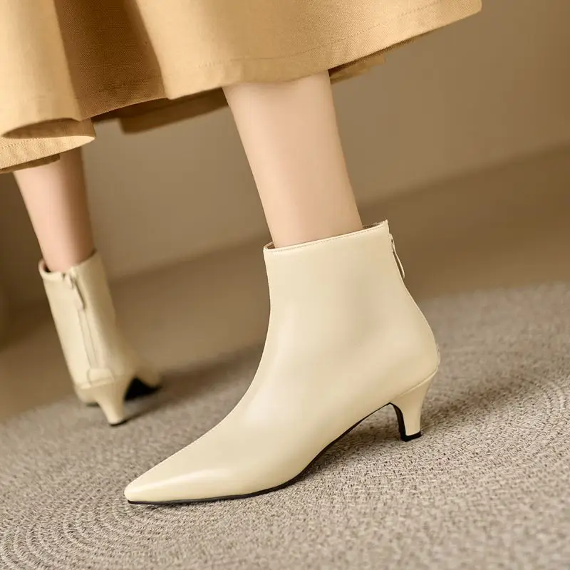 Girseaby Luxury Elegant Female Ankle Boots 32 33 Pointed Toe Small Heels 5cm Zipper Plus Size 47 48 Office Lady Daily Booties