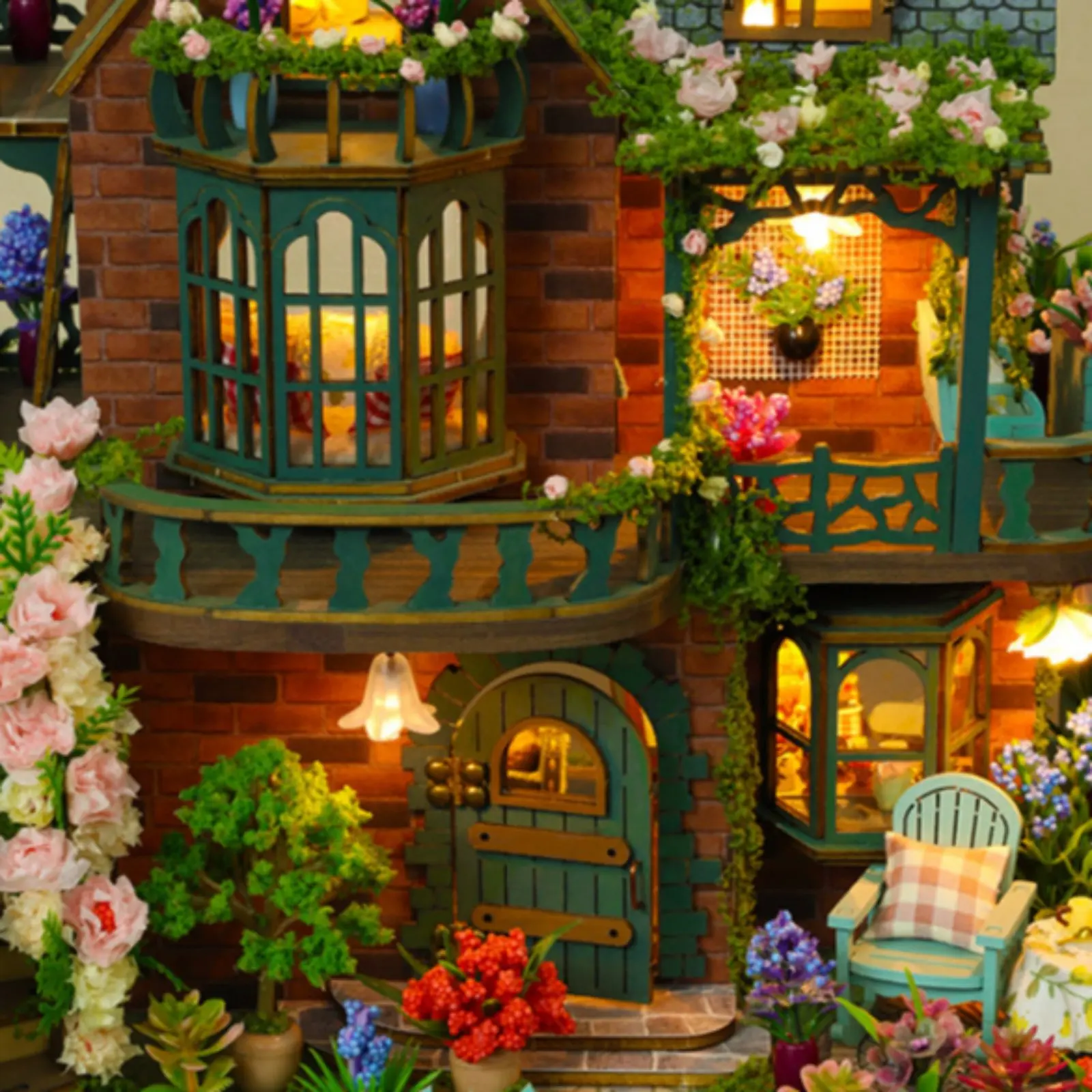 DIY Fairy Garden House Kit Creative Gift Three-Dimensional Wooden House Assembly Kit Miniature Scene Miniature Scene Display