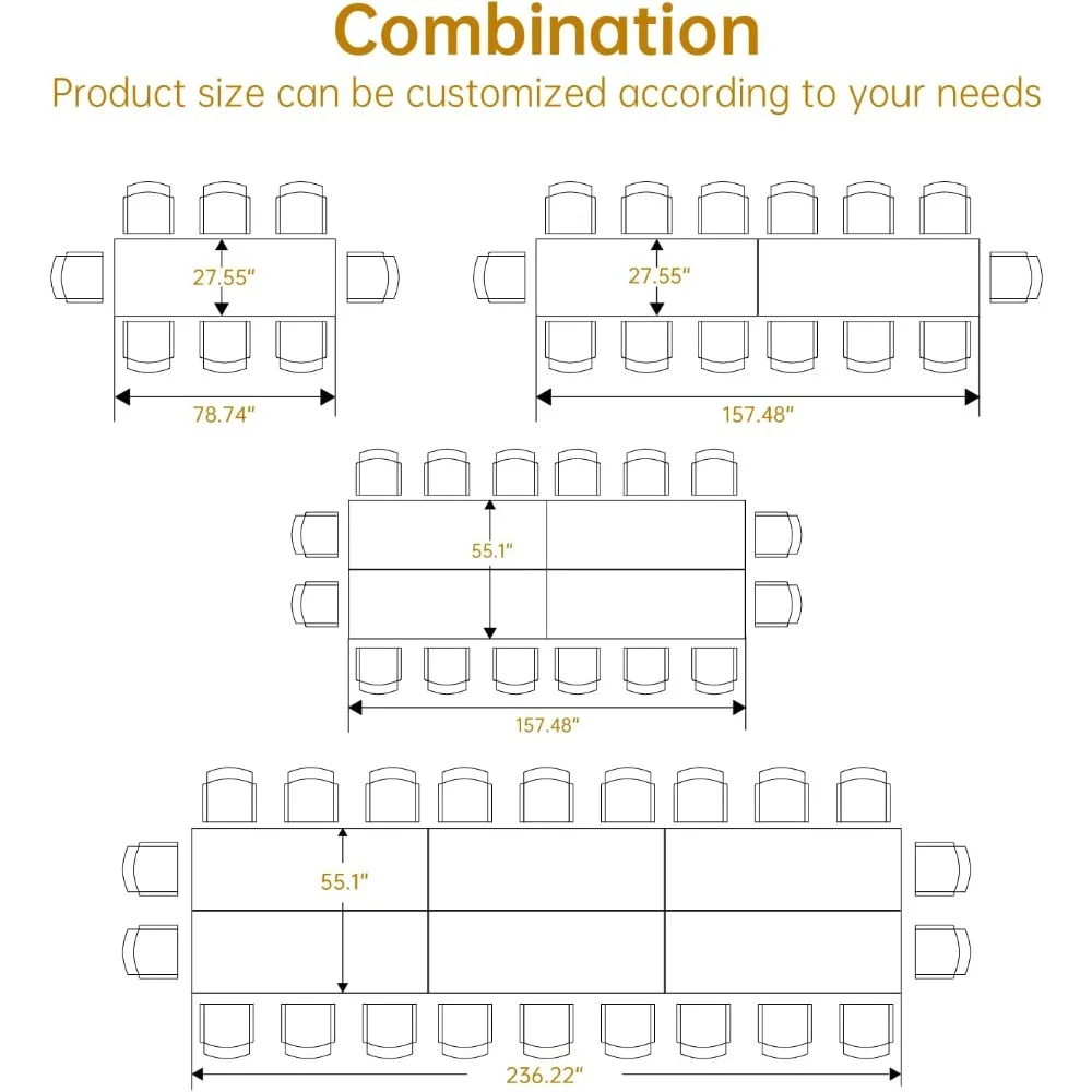 Sturdy Large Rectangle 8-Person Conference Table for Business Meetings, Seminars - Super Strong Brown Table