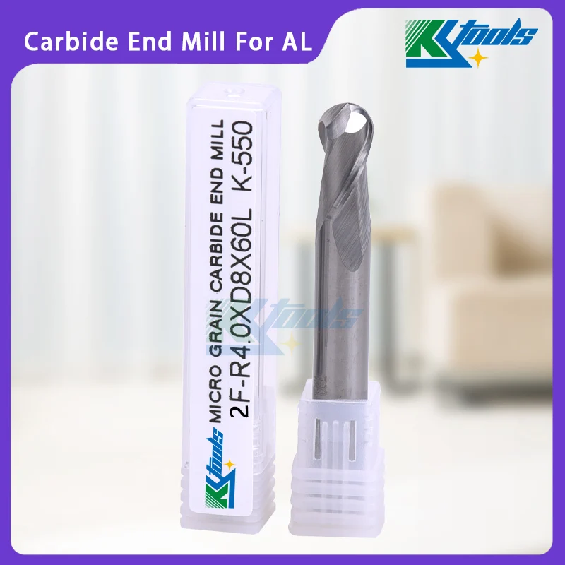 

HRC55 Ball Nose Carbide End Mill for aluminum 2 Flutes CNC Router Bit Carbide Ball Nose End Milling Cutter 4/6mm Shank R0.5-R10