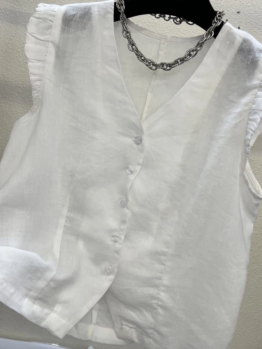 

KoreanSle V-ne Fly Sve LooseЖенский летний irt Flouncy irt УниверсальныйAgedЗащита от УФ-излучения ...