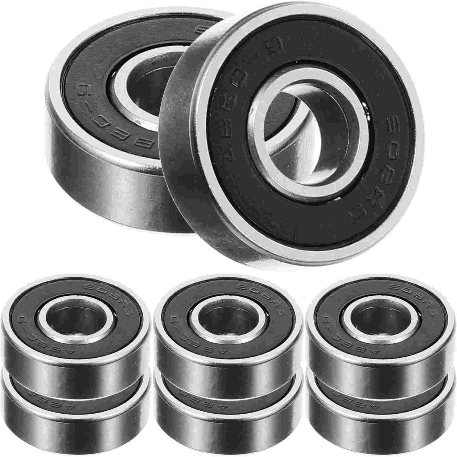 Skateboard Wheel Bearings 608rs Rubber Carbon Steel 8pcs Double Rocker Fish Surfboard Universal (black)