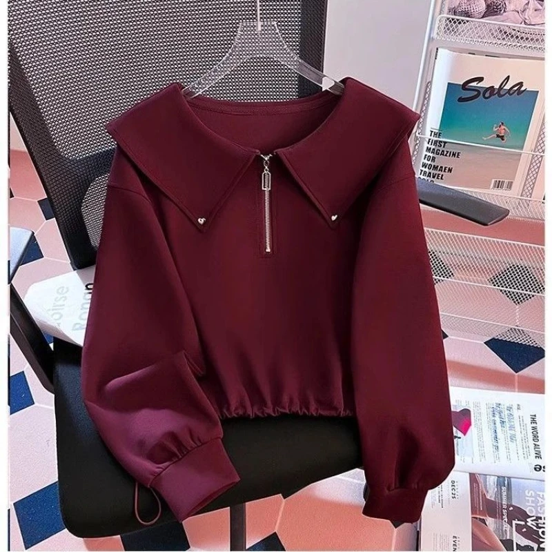 الرباط كم طويل الصلبة فضفاض البلوفرات غير رسمية ربيع الخريف سستة المرقعة الكورية تي شيرت الاتجاه مكتب النساء الملابس