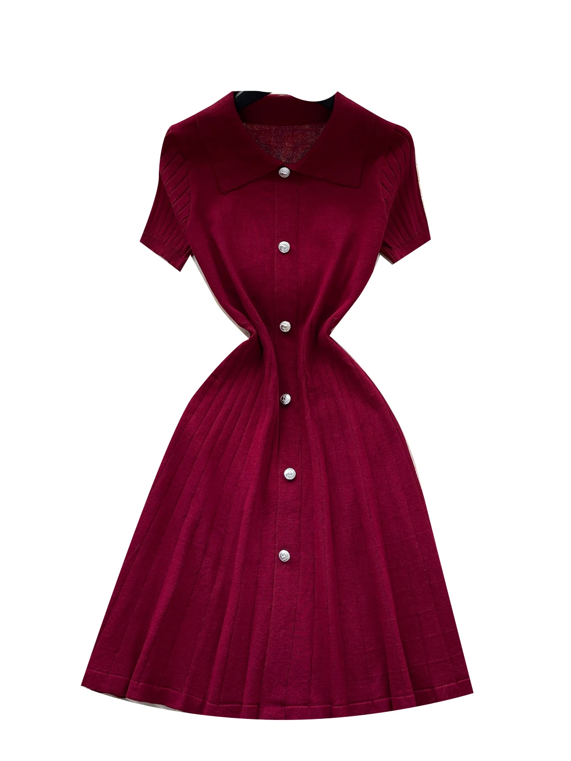 Coréen Sle Simple couleur Ne tricoté Dr femmes été bouton unique conception Unique belle jupe Midi