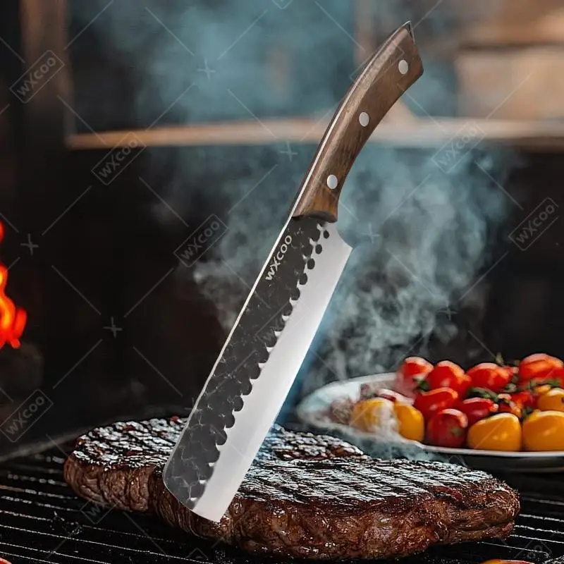 Geschmiedetes Küchenmesser aus Edelstahl, multifunktionales Gemüse- und Obstschneider, Damen-Kochmesser, Fischfiletmesser, Holzgriff
