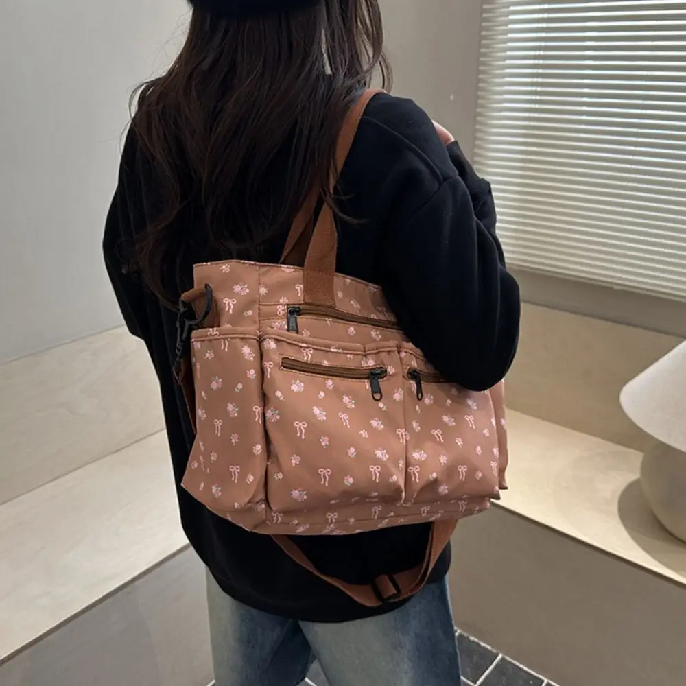 

Fashion Large Capacity Tote Bag Bow Multi-Pocket Shopping Bag Adjustable Strap Waterproof Crossbody Bag