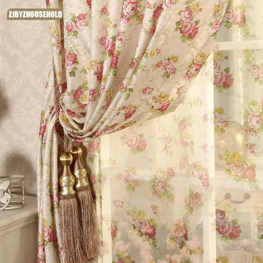 

Cretonne Recommended New Rustic Fresh Floral Curtains for Living Dining Room Bedroom Korean Garden Marriage Room Customize