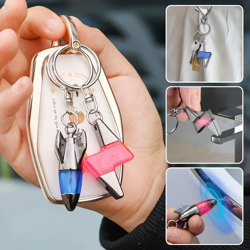 Car Static Eliminator Keychain Bullet Head Rocket Lightning Shaped Anti Static Keychain Decorative Pendant Electrostatic Release