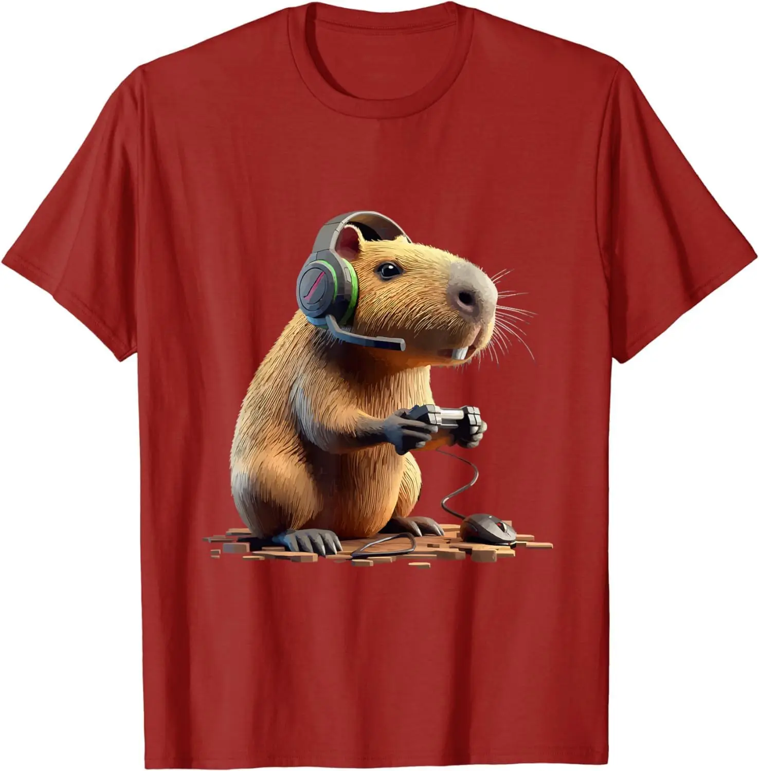 Capybara Gamers Tee Funny Capybara Rodent Play Video Games Tees Cotton Luxury brand vintage oversized