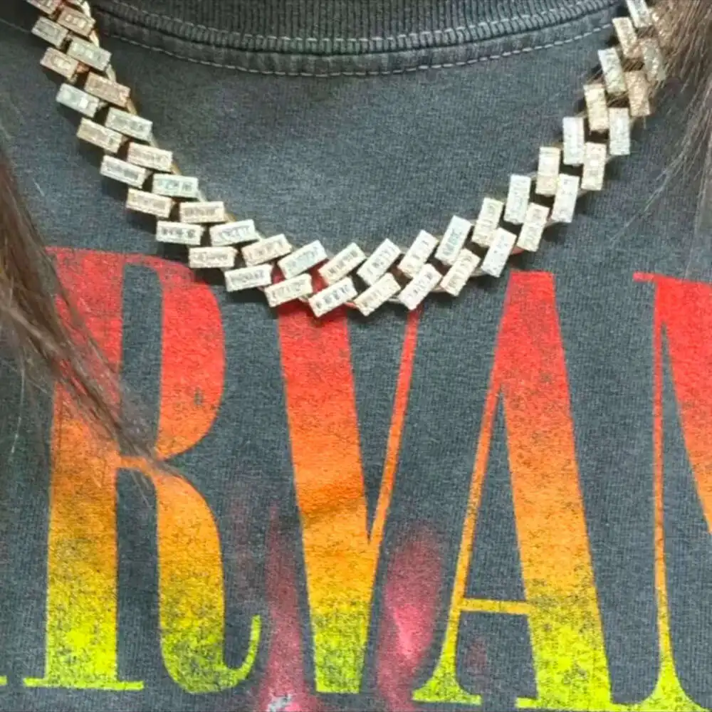 

Trending High Quality Customized 18 Mm Cuban Link Moissanite Diamond Chain 925 Sterling Silver Rose Gold Diamond Chain