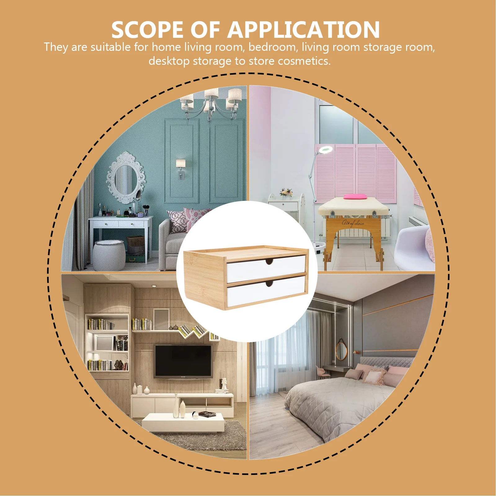 

1Pcs Bamboo ABS Cosmetics Storage Box Compact Desktop Organizer Makeup Tools Holder Lipstick Storage for Bedroom Desktop