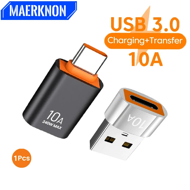 محول بيانات USB Type-C ، 10A ، OTG ، ذكر إلى أنثى ، شحن سريع لماك بوك ، شاومي ، سامسونج ، موصل OTG سريع