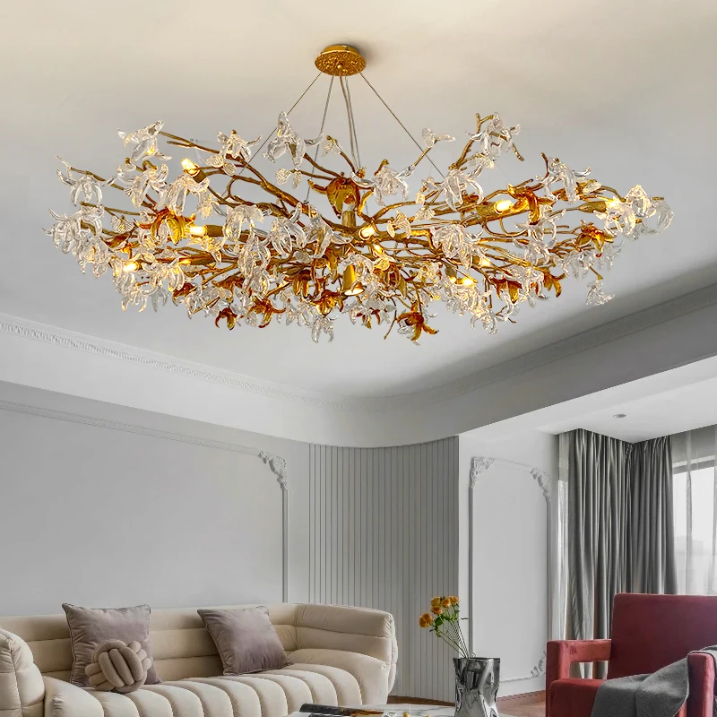 All Copper Modern Crystal Living Room Ceiling Chandelier Luxury Luxury Luxury Villa Bedroom Restaurant Home Decoration Lighting