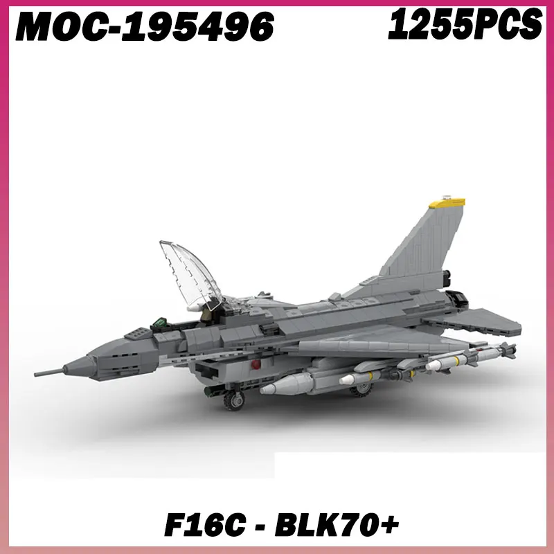 1255PCS MOC-195496 F16C - BLK70+ s F16C BLK70 Missile Jet Fighter Model Building Blocks Technology Brick DIY Assembly Toy Gift