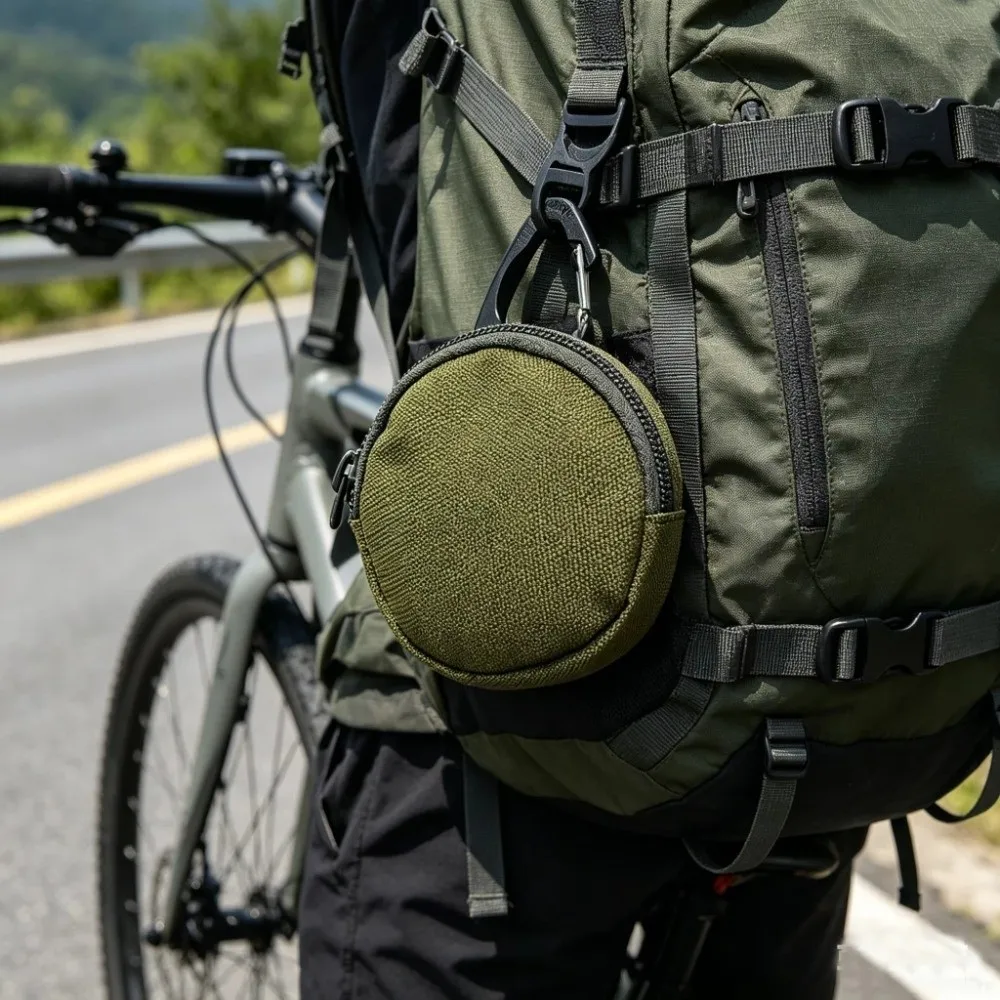 Portable Mini EDC Coin Purse Zipper Nylon Key Holder Water-resistant Round Storage Pouch Outdoor Accessories