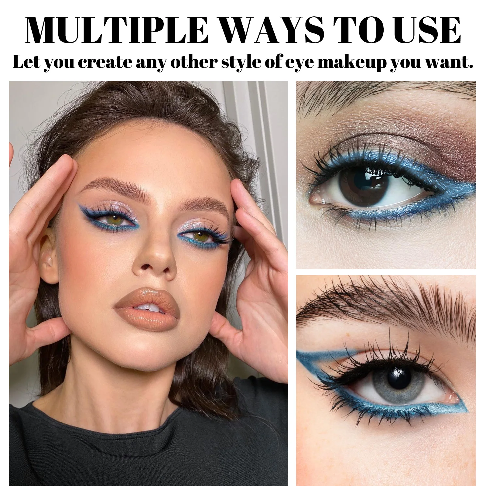 Wasserfester und wischfester blauer Puder-Eyeliner – langanhaltende, intensive Farbe zum Schwimmen, Partys, tägliches Make-up (2 g) BIO-DIMOT