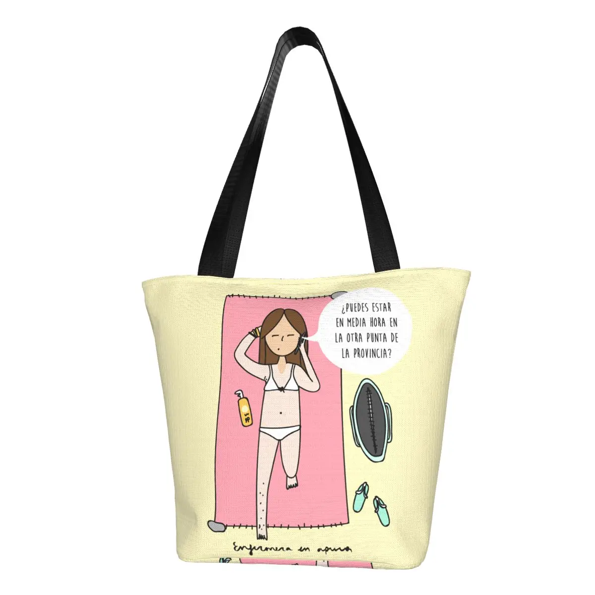 Doctor Nurse Enfermera En Apuros Shopping Bags Zipper Opening Reusable Large Capacity Merch For Unisex Trendy Tote Bag