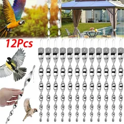 12Pcs Bird Repeller Rotating Rod Wind Reflective Spiral Deterrent Control Device Agricultural Scare Bird Garden Ornaments Decor