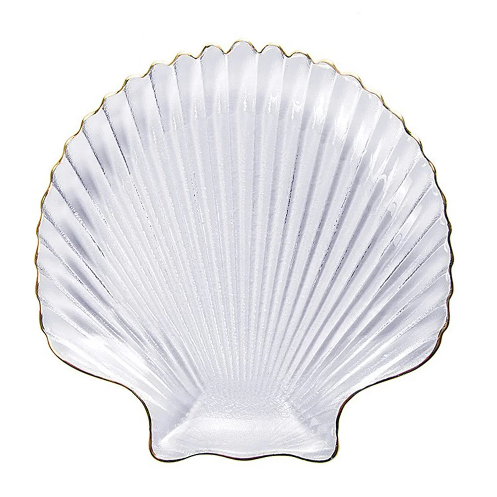 Shell Jewelry Dish Glass Shells Premium Food Serving Plate Golden Kitchen Supply