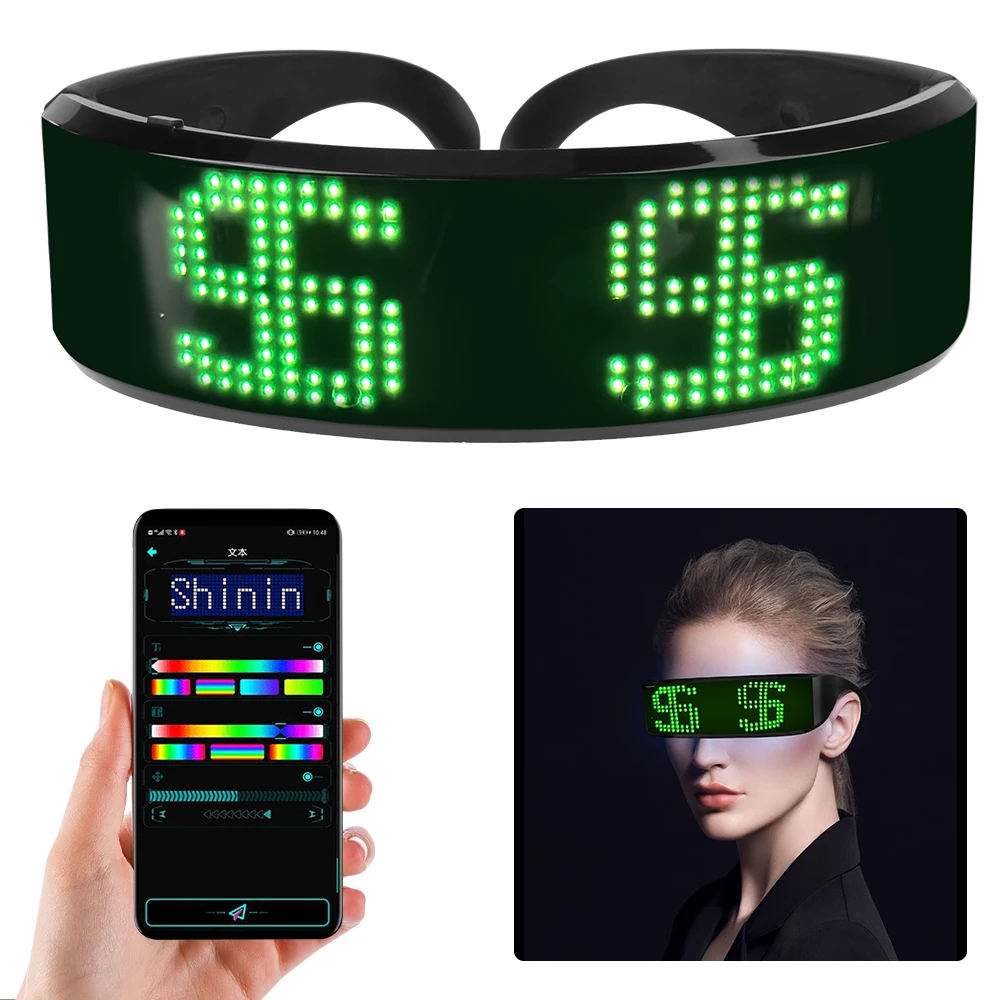 

Futuristic Eyewear Happy Birthday Gifts LED DIY Prop For Party Bar Festival Performance Bluetooth Electronic Luminous Glasses