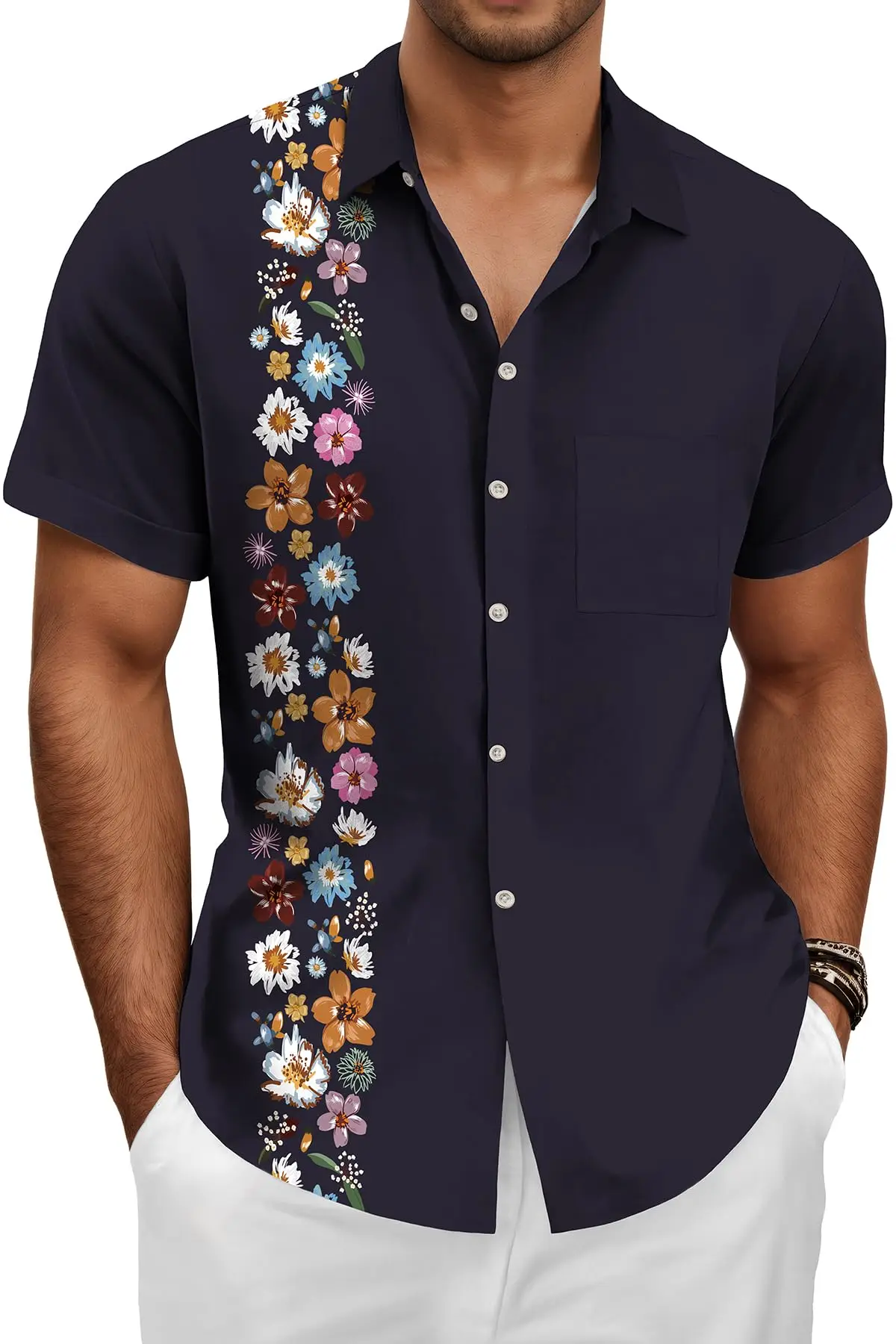 

KYKU Hawaiian Shirt for Men: Beach Summer Mens Button Down Short Sleeve Shirt Tropical Vacation Casual Clothes