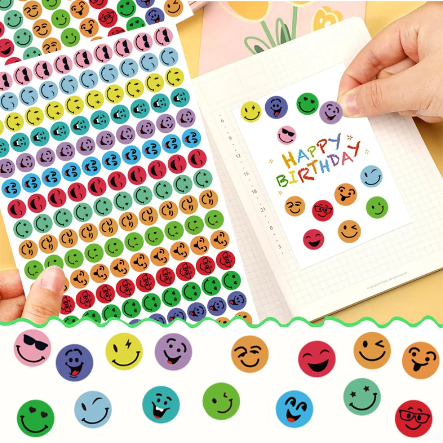 1200 Pcs Round Face Stickers 15 Designs Happy  Face Students Labels for DIY Crafts Scrapbooking School Office Supplies image 4