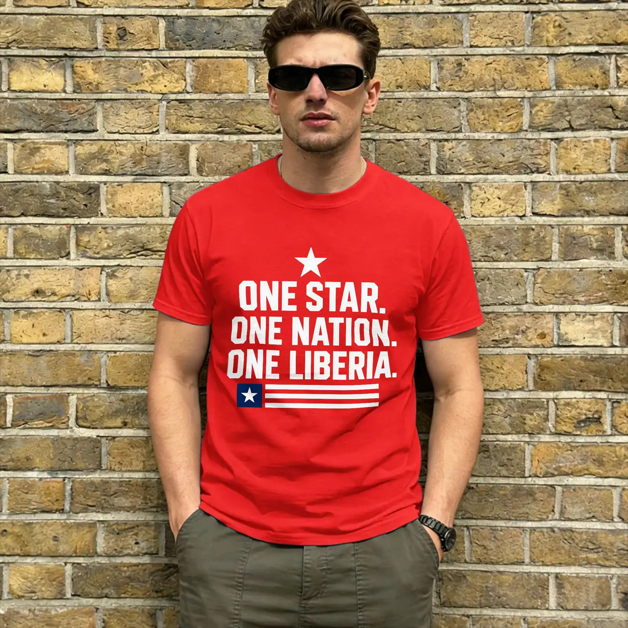 Liberia Independence Day Men T Shirts  Leisure Tee Shirt Short Sleeve Round Collar T-Shirt Pure Cotton Big Size Clothing