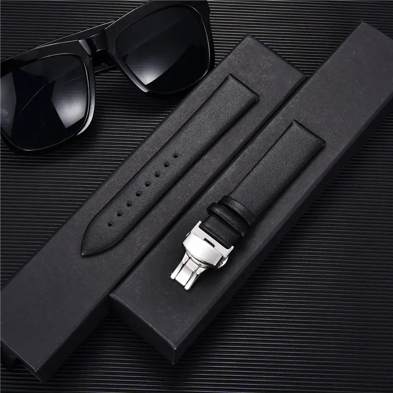 

Ultra Thin Butterfly Buckle Business Watchband Suitable For 16mm 18mm 20mm 22mm Soft Casual Elastic Watch Accessories Straps