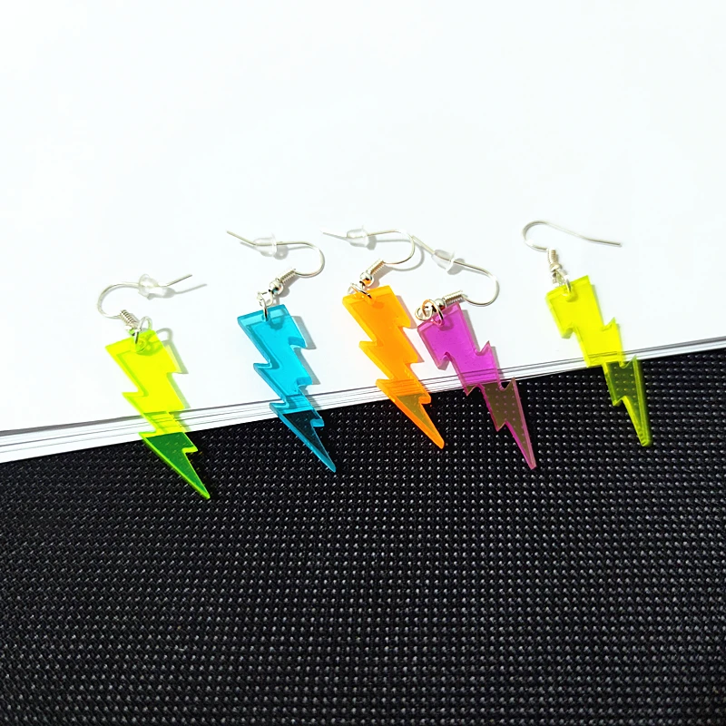 KUGUYS Trendy Geometric Hyperbole Small Lightning Jewelry Acrylic Drop Earrings for Women Fashion Accessories