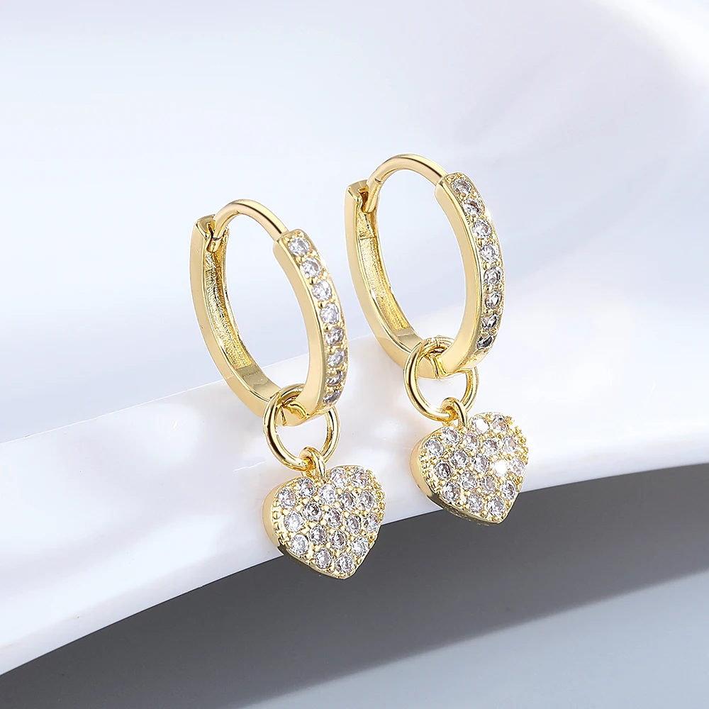 

S925 Silver Cubic Zirconia Heart Shape Earring Classic Elegant Hoop Earring Women's Party Gift Fine Jewelry