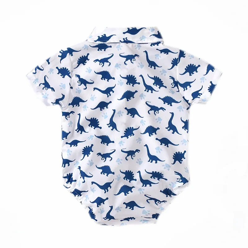 Baby Boy Clothes  Shark Outfit for  Summer Short Sleeve Romper with Suspender Shorts s First Birthday Photograph