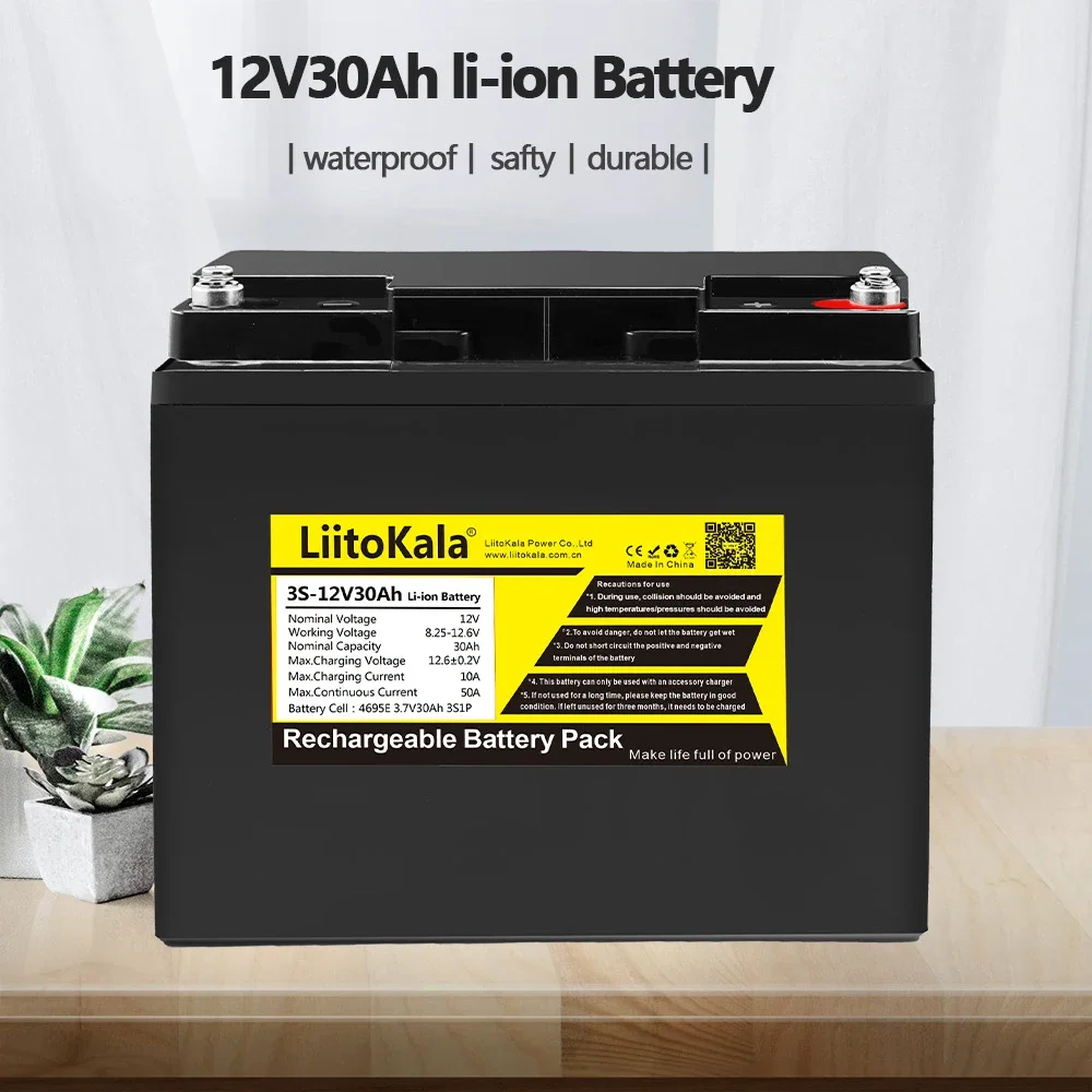 1 قطعة LiitoKala 4695E 12.6 فولت 30 أمبير ليثيوم أيون دراجة نارية كاتب بطارية خدمة طويلة الحياة خلية قابلة للشحن للدراجات النارية سكوتر