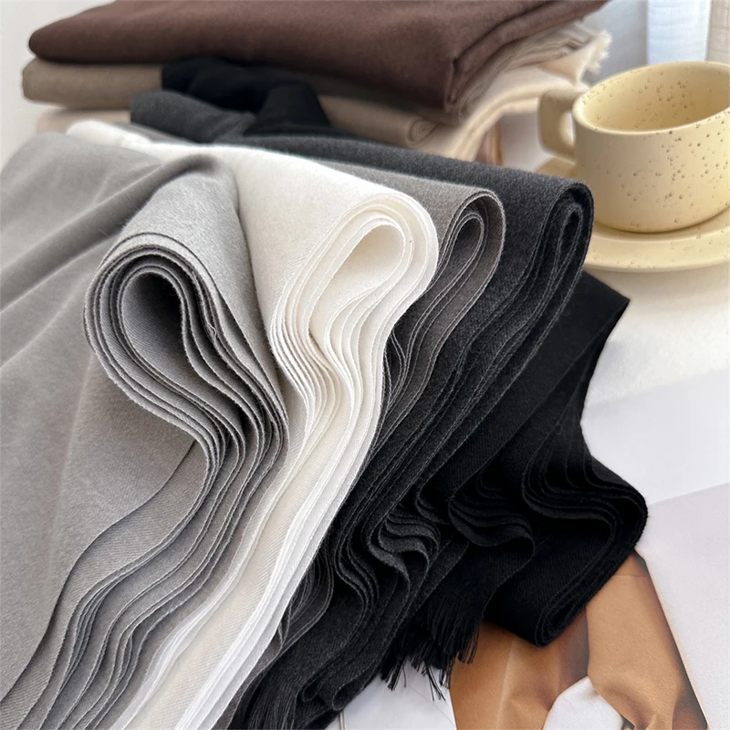 ผ้าพันคอไหมพอนโชฤดูหนาว 2025 ผ้าพันคอยาวสำหรับผู้หญิง ผ้าพันคอแคชเมียร์อุ่นๆ ผ้าคลุมศีรษะแบบฮิญาบ ผ้าพันคอไหมพรมแบบเรียบ ผ้าพันคอพัชมีนาสำหรับผู้หญิง ผ้าพันคอคลุมศีรษะแบบผ้าพันคอ รุ่นใหม่