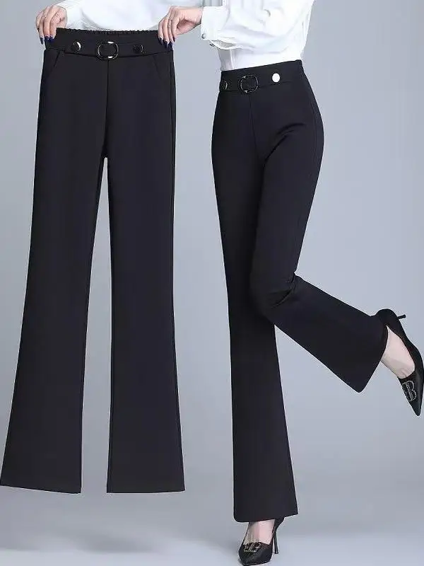 

High Waist Wide Leg Pants Women's Spring Autumn Loose Slimming Long Trousers Drapey Casual Flared Pants Korean Sle