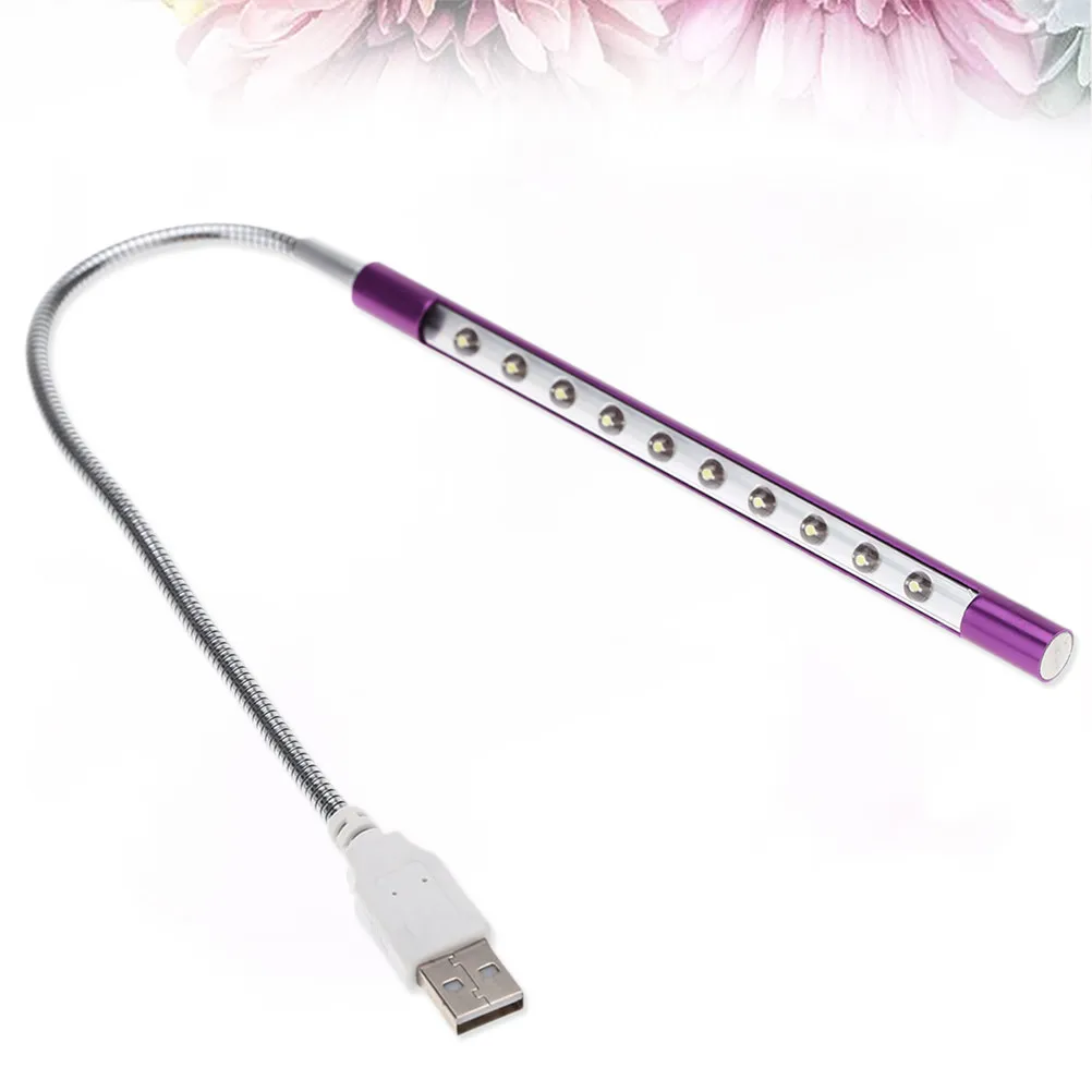 10-LED USB Night Lamp with Flexible Gooseneck, Eye-Protecting Reading Light, Metal Neck Desk Lamp