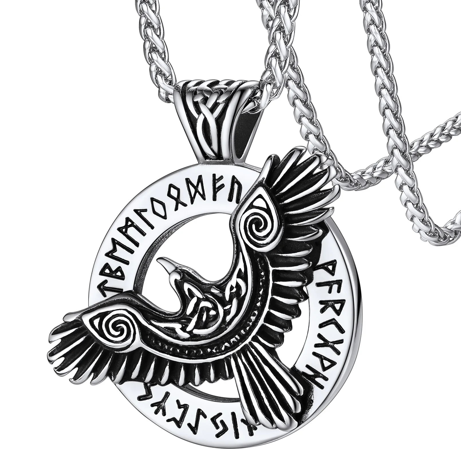 

ChainsPro Viking Crow Necklace for Men Women, Stainless Steel/14K Gold Plated Nordic Vikings Jewelry CP984