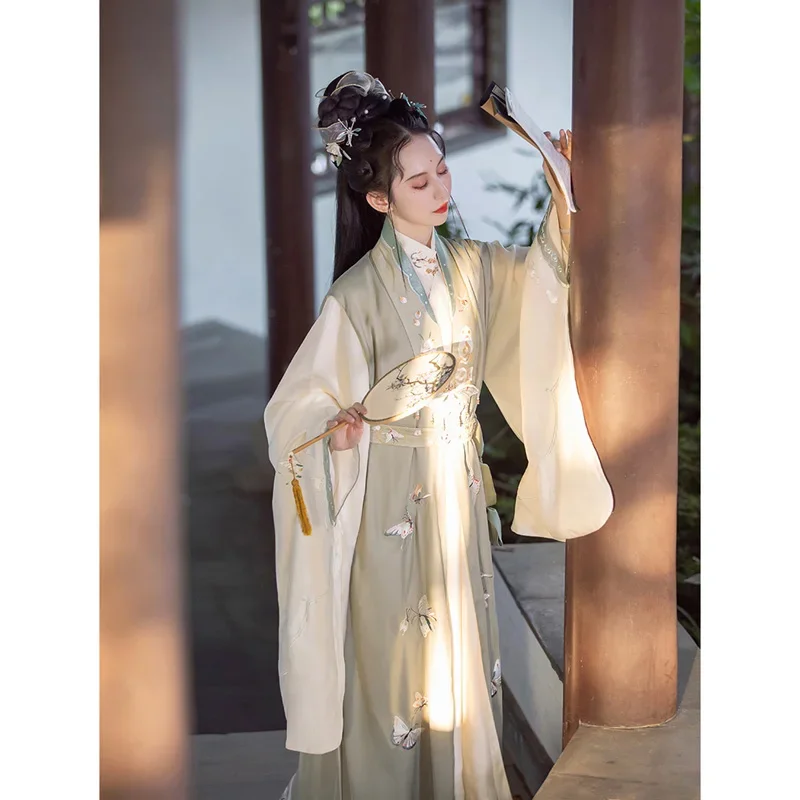 ZhongLingJi-Robe Hanfu Brodée Papillon de la ociastie Ming Originale pour Femme, Robes de brevFolklorique Traditionnelles Chinoises DegradStage