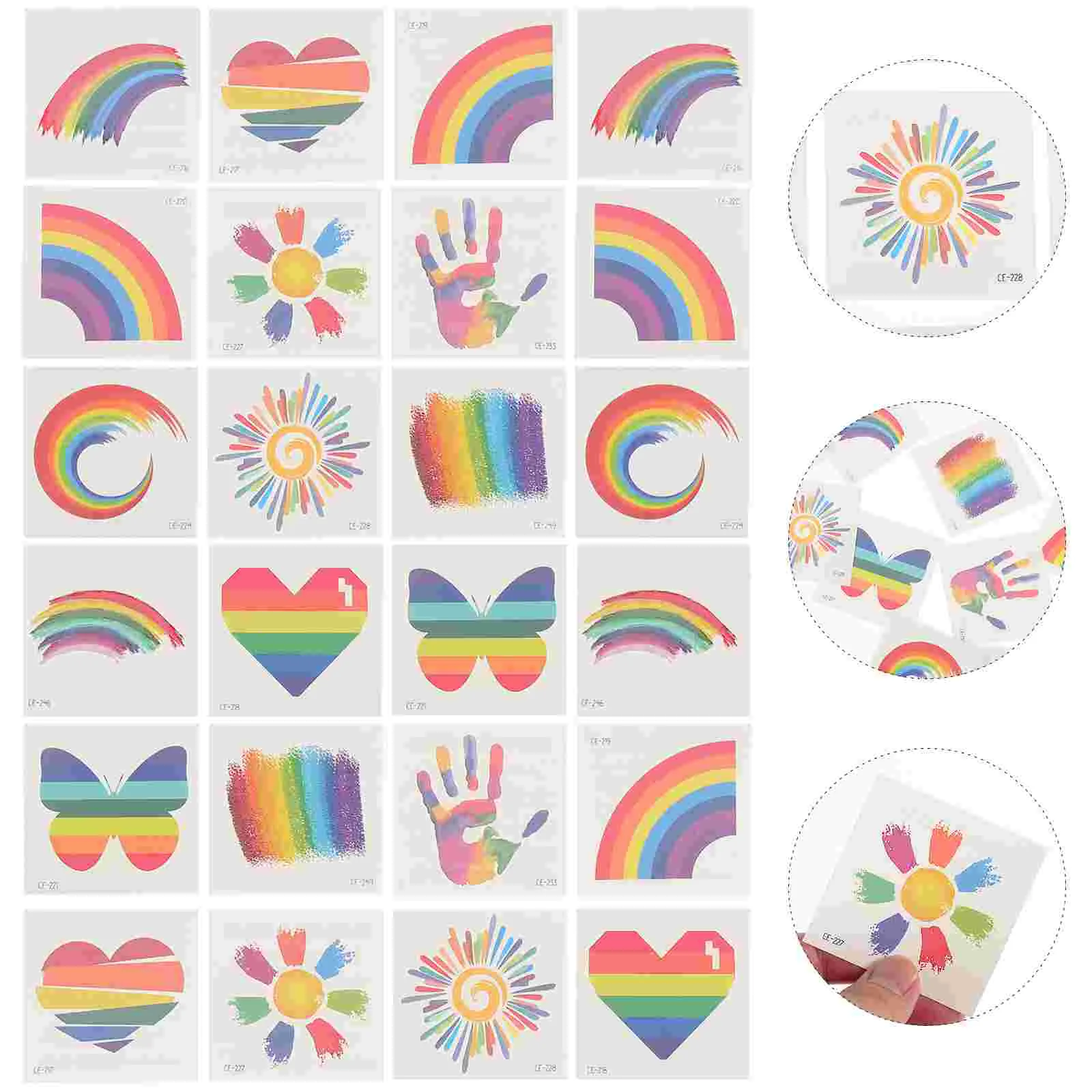 

24 Pcs Face Stickers Gay Pride Tattoos Temporary Party Body Parades