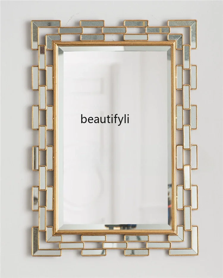 ltEuropean bathroom bedroom dining room mirror fitting square makeup mirror entrance wall hanging mirror wall decoration