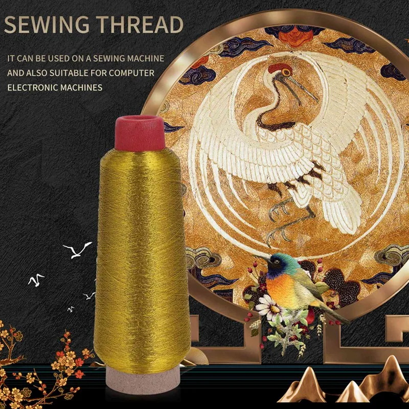 AAAC-Gold/Silver Computer Cross-Stitch Embroidery Threads 3000M Sewing Thread Line Textile Metallic Yarn Woven Embroidery Line