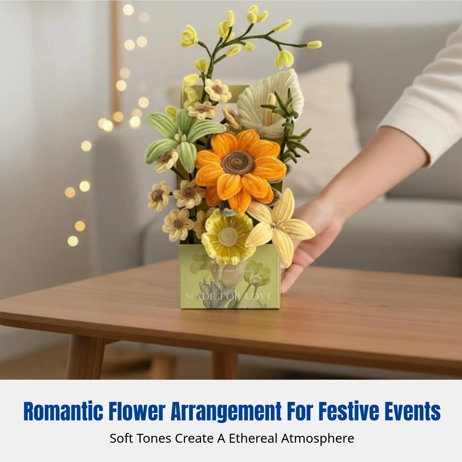

DIY Cleaner Flower Box Kit, Handwoven Flower Arrangement Gift, Handmade Craft for Christmas, Companionship, Room Decoration