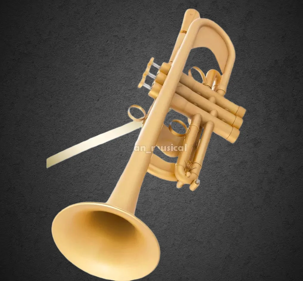 

2026 NEW customized Heavy C Trumpet Brushed 24K Gold Plated 123mm Bell 60